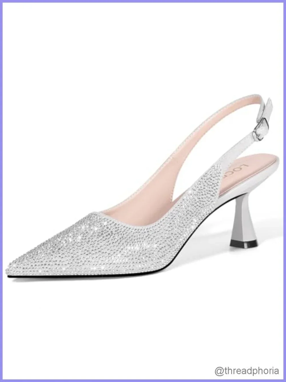 Women's Rhinestone Kitten Heels Slingback Dress Pumps Sparkly Low Heel Shoes
